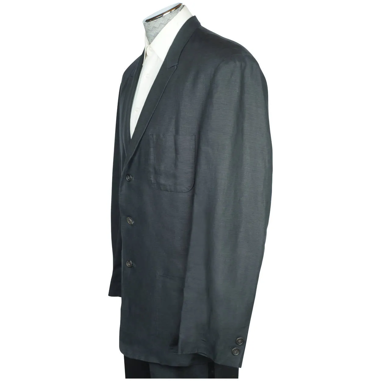 Vintage 1980s Yohji Yamamoto Mens Jacket Black Linen Size M Tall Made in France