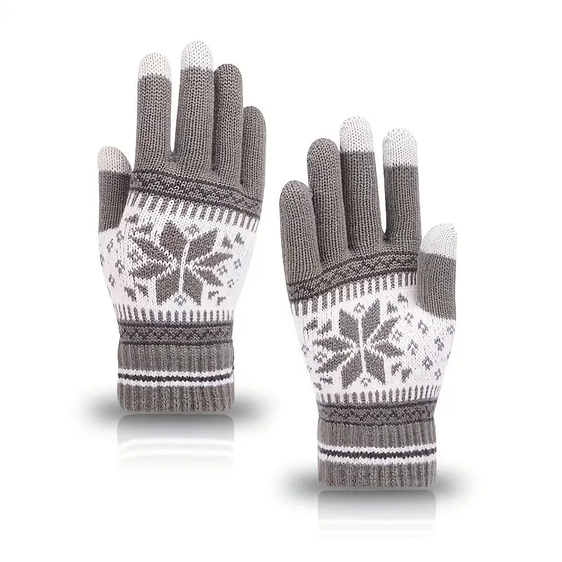 Winter Knitted Gloves, Texting Touch Screen Non-slip Gloves, Soft Warm Lined Gloves  For Tablet Tablet Smartphones