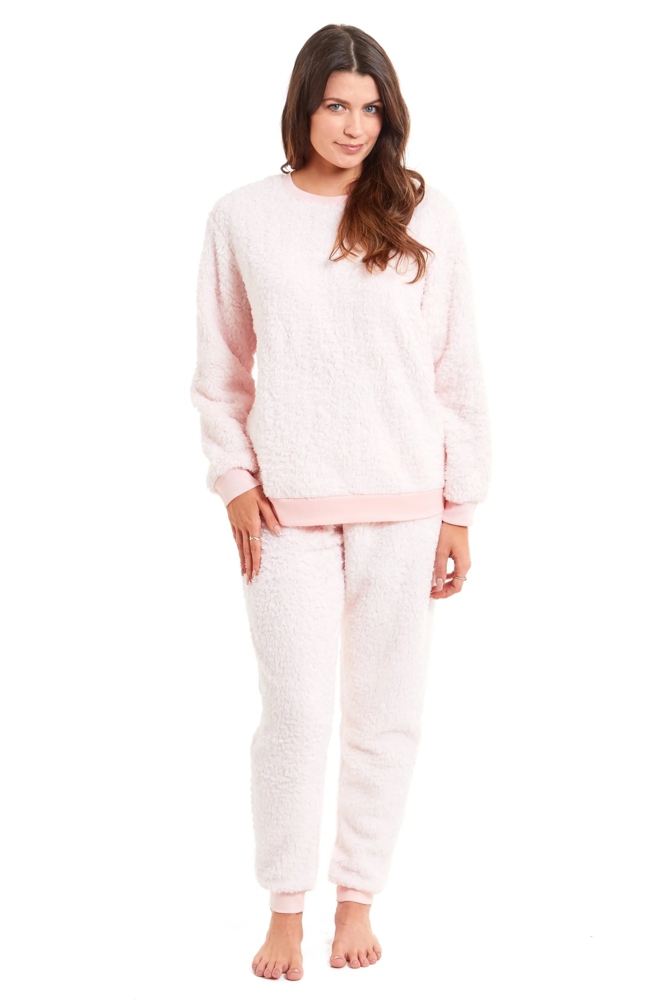 Women's Super Soft Teddy Fleece Pyjama Set Warm Cozy Stretchable Loungewear Crew Neck Nightwear Perfect for Relaxation and Sleep by Daisy Dreamer