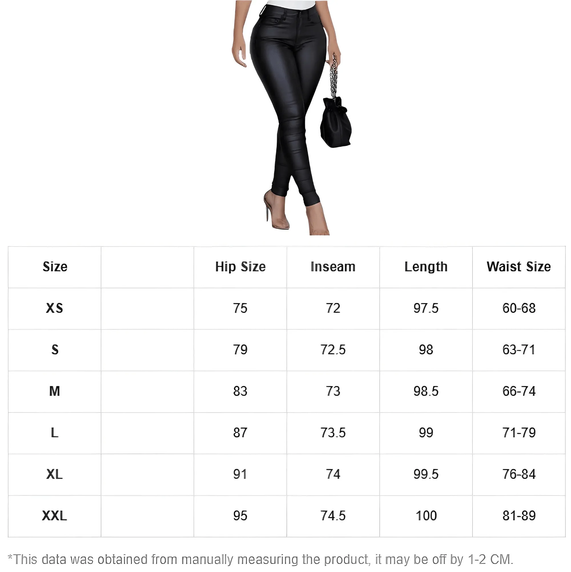 Women's Trendy Leather Pants High Waist Stretchy Thermal Lined Slant Pocket Faux Leather Skinny Pants Casual Trousers